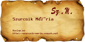 Szurcsik Mária névjegykártya