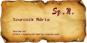 Szurcsik Mária névjegykártya